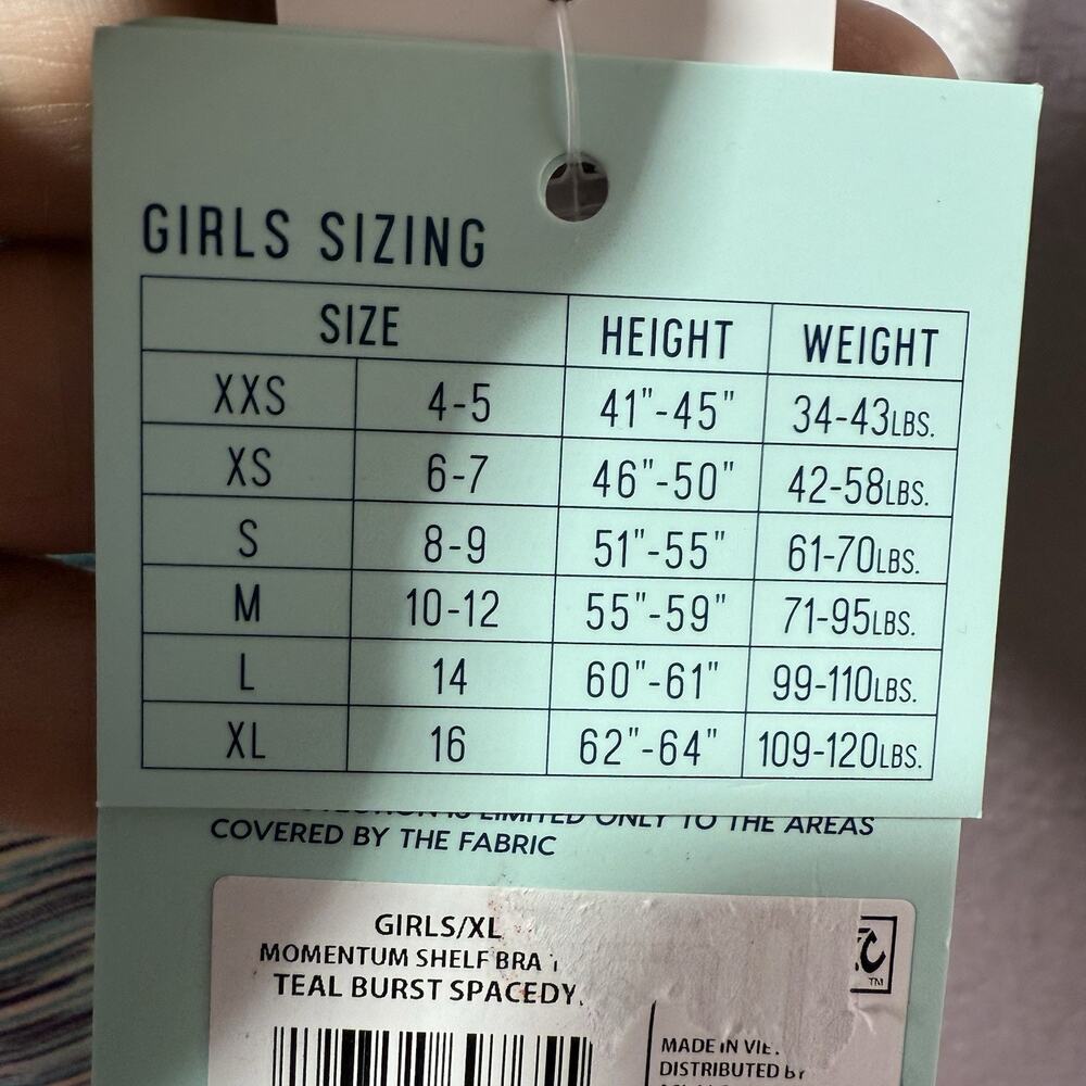 DSG Shelf Bra Tank Girls XL 16 Momentum Top Teal Burst Space Dye NWT - Picture 10 of 12